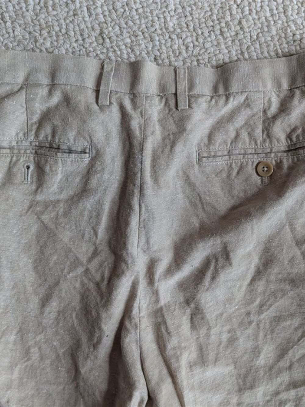 Banana Republic Kentfield Pant 34x34 Natural Tan Linen Blend Flat Front